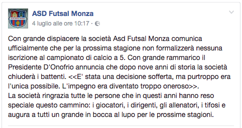 addio monza facebook