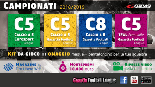 Campionati Top Five 2018-2019, riparte la caccia alla Gazzetta Football League