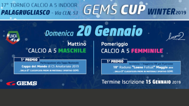 Gems Cup Winter 2019, appuntamento al 20 gennaio