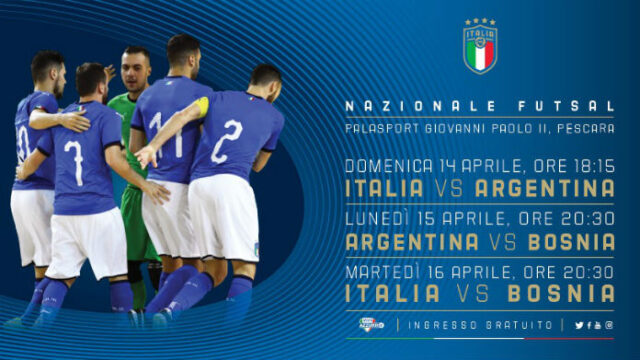 Nazionale futsal, triangolare con Argentina e Bosnia in aprile