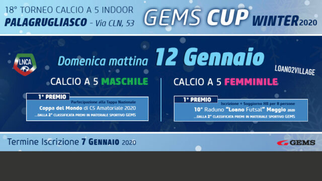 Gems Cup 2020, appuntamento al 12 gennaio