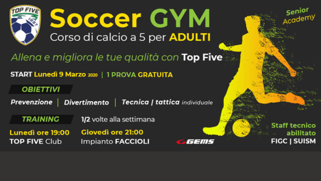 Soccer Gym, ecco il primo corso di calcio a 5 per adulti
