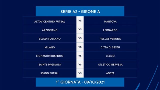 Serie A2 2021/2022, scarica il calendario completo: subito Elledì Fossano-Verona