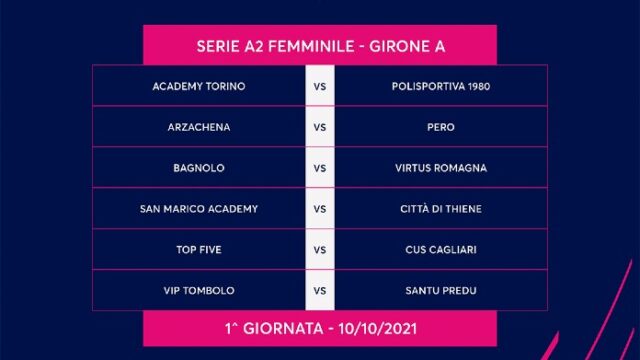 Serie A2 Femminile girone A 2021/2022, il calendario completo