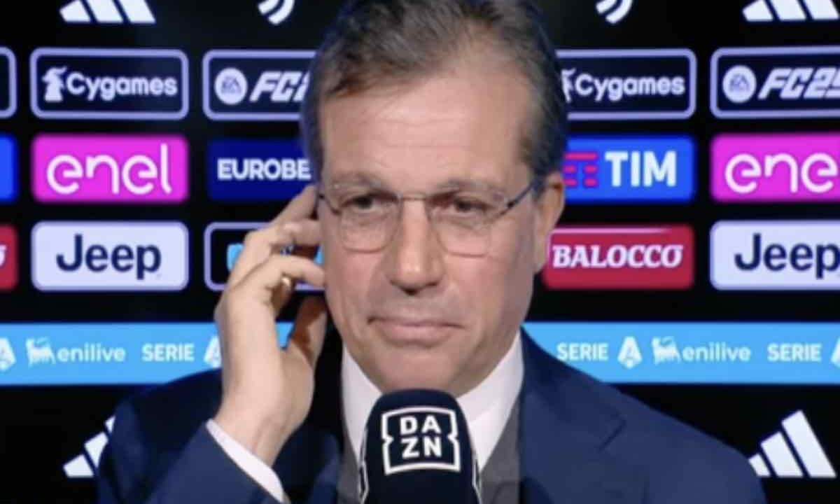 Giuntoli a Dazn prima di una partita della Juventus