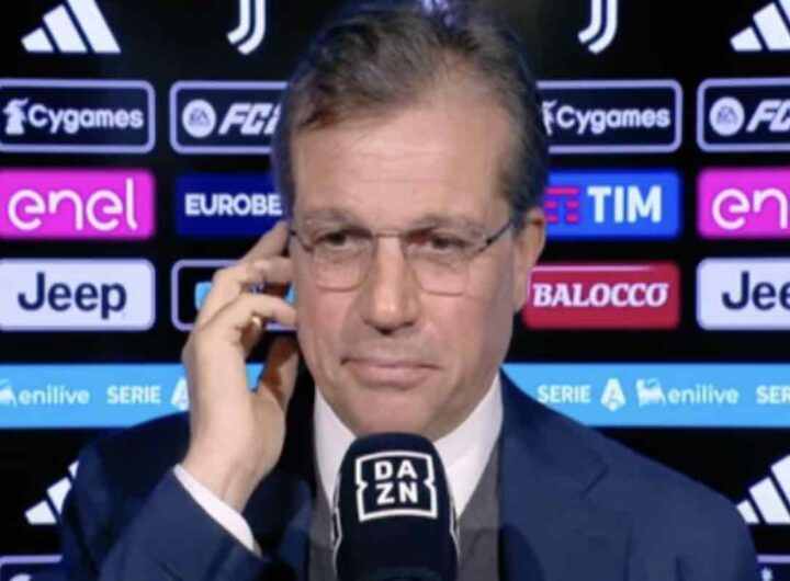 Giuntoli a Dazn prima di una partita della Juventus