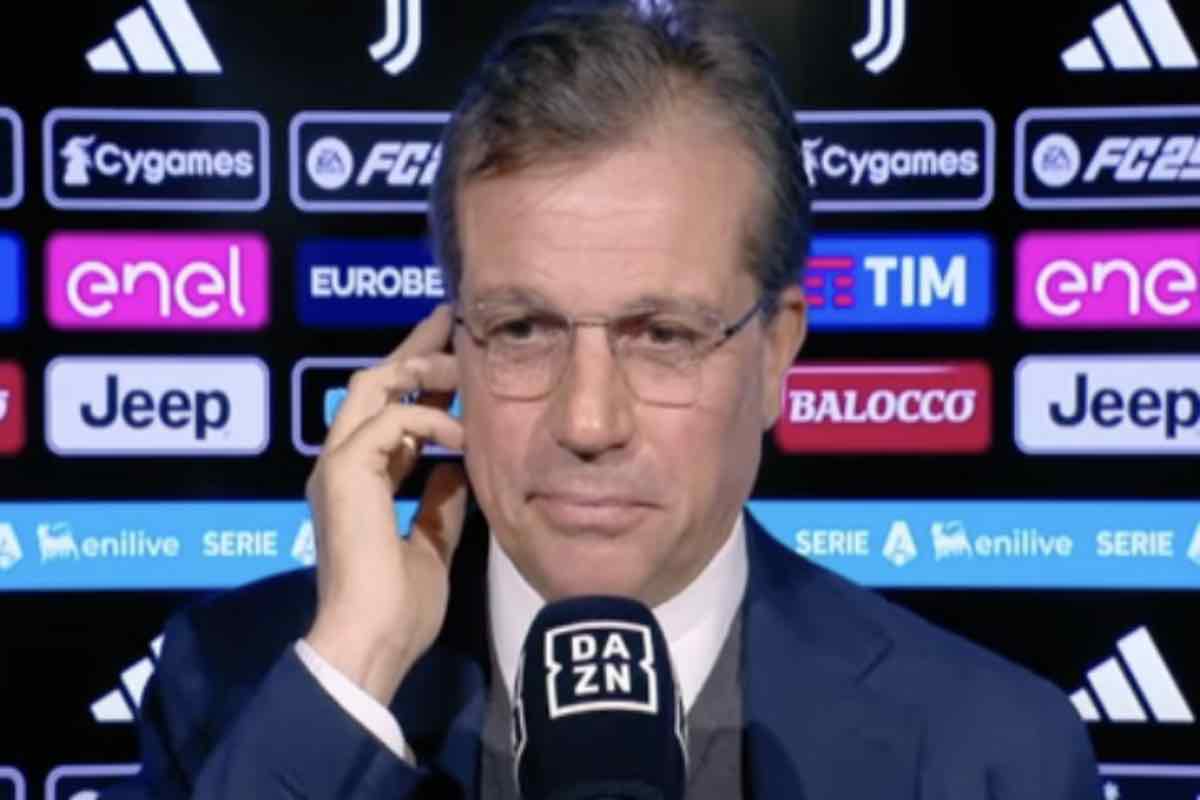 Giuntoli a Dazn prima di una partita della Juventus
