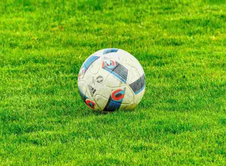 Pallone su un campo di calcio