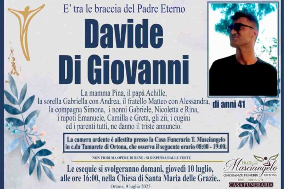 Davide Di Giovanni lutto calcio