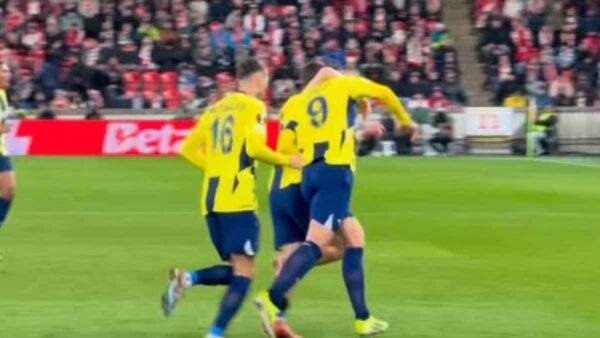 Giocatori del Fenerbahce esultano dopo un gol