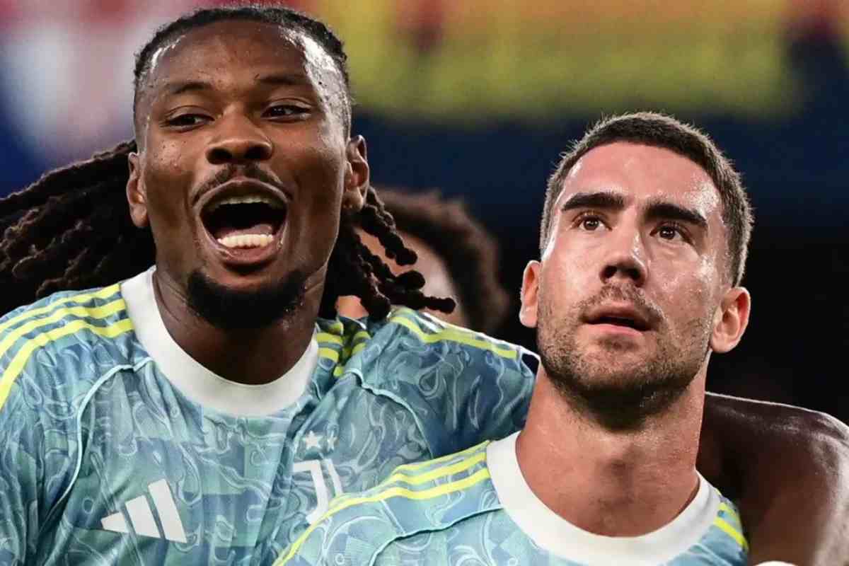Vlahovic esulta con Thuram