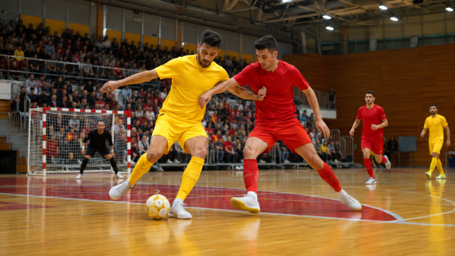 Partita di futsal in un palazzetto spagnolo